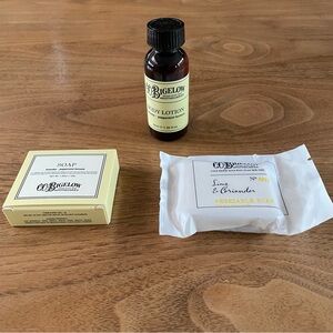 C.O. Bigelow soap and lotion (travel size)